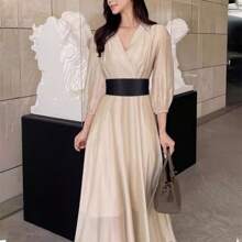 Thắt lưng bản rộng bằng vải thun co giãn đơn giản và cổ điển dành cho nữ, thắt lưng màu trơn gấp cổ điển, phụ kiện đi làm và thanh lịch cho váy & áo khoác Halloween Giáng sinh Mùa hè, Trường học Mùa thu, Mùa thu, Halloween - Loại nút - Xem 5