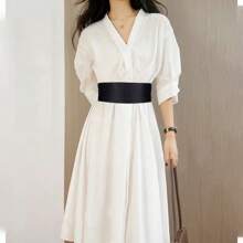 Thắt lưng bản rộng bằng vải thun co giãn đơn giản và cổ điển dành cho nữ, thắt lưng màu trơn gấp cổ điển, phụ kiện đi làm và thanh lịch cho váy & áo khoác Halloween Giáng sinh Mùa hè, Trường học Mùa thu, Mùa thu, Halloween - Loại nút - Xem 6