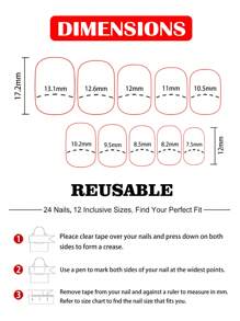 24pcs/Set False Nails White French Manicure With Silver Glitter & Pearl Powder, Including Nail File And Jelly Glue - White - View 6