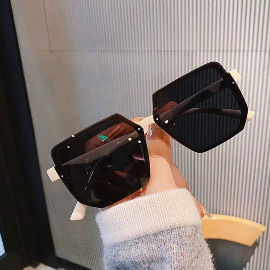 GQUEEN Occhiali Da Sole Donna Quadrati Vintage - UV400, Moda Retrò, Telaio Grande Per Viso Tondo/Ovale - Foto 3