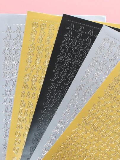 8 件/套多色字母贴纸，金银箔，DIY 自粘 PVC 照片装饰材料，创意手账贴纸，节日礼物装饰贴纸，派对装饰必备贴纸，学校用品，返校