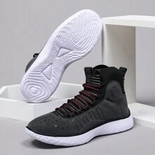 2024男士彈性切爾西運動鞋，內附襪子，紫色、純白、紅色、黑色、灰色對比色，超柔軟跑步鞋 - 黑色 - 查看 7