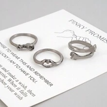 Juego de anillos de amistad personalizados Best Friend de 3 piezas de aleación creativa de mano en mano para mujeres - Multicolor - Ver 9