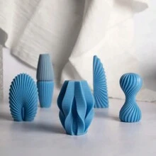 DIY 硅胶模具现代家居装饰艺术创意 3D 条纹弯曲扇贝贝壳不对称几何硅胶模具蜡烛 - 白色 - 查看 5