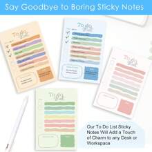 50 Sheets To Do List Stickers, 1 Pad Cute To Do List Sticky Notes Multicolor Color Self-Adhesive Memo Pads For Home, Office & School Supplies Back To School