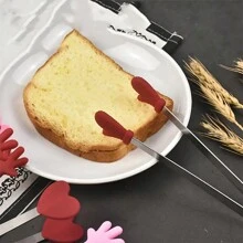 3 件创意硅胶食物夹，办公室零食和甜点夹，不粘糖果/蛋糕/冰块夹，带不锈钢迷你食物夹，适用于户外、露营、送给父亲的礼物 - 彩色 - 查看 9