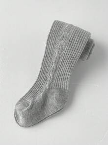 1 件装女童打底裤袜春秋款，婴儿幼儿紧身裤袜简约纯色连裤袜适合户外活动 - 灰色 - 查看 3