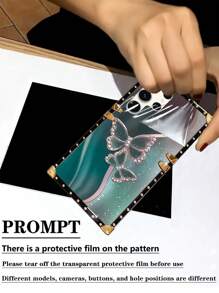 1pc Butterfly Printed Rectangle Shockproof Phone Case Compatible With Samsung S23 Ultra