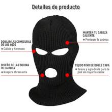 Capuchas Pasamontañas Tactico Para Ciclismo Pasa Montañas,Máscara De Invierno Cálida Tipo Balaclava, Adecuada Para Montar En Moto, Protección Todoterreno, A Prueba De Polvo, Transpirable Y Adecuada Para Uso Diario En Clima Frío - Negro - Ver 3
