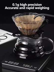 1 pieza de báscula electrónica para café con múltiples unidades de conversión, pantalla LED HD, báscula de cocina para hornear, báscula para pesar granos de café, con función de tiempo, alta precisión, apta para uso doméstico en alimentos, té y materiales medicinales [Venta de cocina de Año Nuevo]