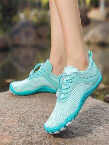 Novedad 2024 Zapatos de Ciclismo para Mujer con Suela Gruesa, Ligeros, Respirables, de Secado Rápido y Suaves para Actividades en Interiores y Exteriores - Celeste - Ver 2