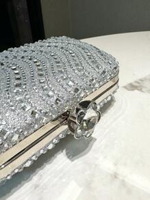 Sac à main de mariée, sac à main pour femmes élégant, convient pour les banquets, les mariages, les danses, les fêtes, les occasions formelles, avec un sac à main en strass argenté, un sac de soirée, un portefeuille à la mode, sac bandoulière avec sangle de chaîne.