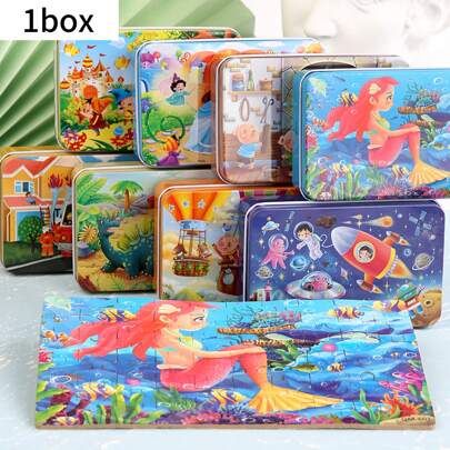 1box/60pcs Puzzle Board In Tin Box Wooden Jigsaw For Kids' Intelligence Development,Educational Early Learning Toy,Kindergarten Gift,3d Wooden Puzzle,Kids Puzzle Puzzle Board,Puzzle Gift Box,Cat Puzzles,1000 Pieces Jigsaw,Wooden Toy,Number Puzzle,Puzzles For Toddlers,Wooden Puzzles Toddlers,Puzzle,Jigsaw Puzzle,Puzzle Board,Puzzles 1000 Pieces Jigsaw,Metal Puzzle,Foam Puzzle