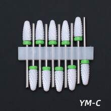 10入組電動修甲鑽頭套裝,瓷釉針磨片,火焰型修甲鑽頭,角質修形機底盤抛光配件