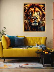 一片帶有眼睛印花的獅子牆藝術裝飾畫,適用於客廳、浴室、臥室、廚房、辦公室等場所,不帶框架 - 彩色 - 查看 6