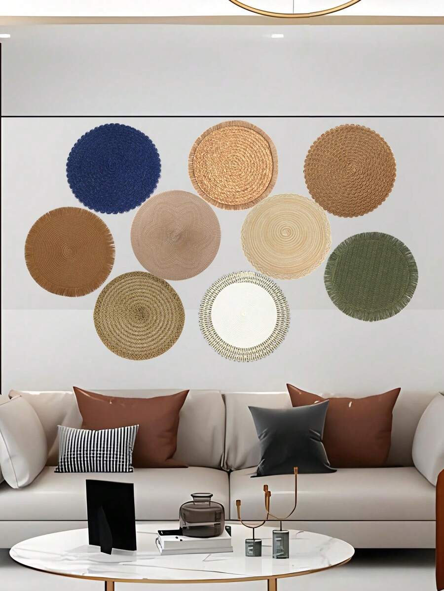 1pc Natural Woven Placemats  Boho Place Mats For Kitchen Table Indoor/Outdoor Washable Heat-Resistant Placemat Wipeable Dining Table Mats For Camping, Festival, Wedding, Party - Multicolor - View 1