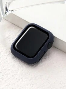 1pc Matted Navy Blue Shockproof Ultra-Thin Tempered Glass Protective Case Sprayed Oil Fashionable Cute Watch Case, Compatible With Apple Watch 38/40/41/42/44/45/46/49mm, Compatible With Apple Watch Ultra/SE Series 11/10/9/8/7/6/5/4/3/2/1, Smartwatch Accessories