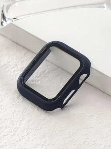1pc Matted Navy Blue Shockproof Ultra-Thin Tempered Glass Protective Case Sprayed Oil Fashionable Cute Watch Case, Compatible With Apple Watch 38/40/41/42/44/45/46/49mm, Compatible With Apple Watch Ultra/SE Series 11/10/9/8/7/6/5/4/3/2/1, Smartwatch Accessories