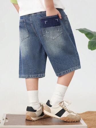 zosee Kleine Jungen Sommer 2024 Neue lässige gewaschene Denim Shorts