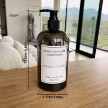 3 Packungen 500ml/16oz transparente schwarze runde Schulter Boston Presse-Typ Haarpflegeflasche, nachfüllbare Shampoo-, Duschgel- und Conditioner-Spenderflasche mit schwarzer Kunststoffpumpe, für Körperlotion, Handseife, Waschmittel, Ersatzflasche, Badezimmerbedarf Heim-Badezimmerdekoration Herbstdekoration Rückkehr zur Schule - Transparente schwarze Flasche + schwarzer Pumpenkopf - Übersicht 2