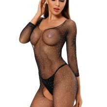 Women Fishnet Tights - 黑色 - 查看 2