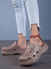 Komfortable Plateau-Slip-On EVA Strand-/Outdoor-Sandalen für Frauen, vielseitig, mit dicker Sohle, Lässig, Urlaub, Strand, in Apricot, Kaffeebraun, Schwarz erhältlich