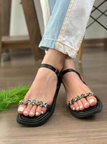 Women Flat Sandals - Negro - Ver 2