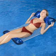 1 PC PVC Bơm Hơi Dày Có Thể Gập Lại Phao Giường Chống Bẹp Đầu Bơm Hơi Tựa Lưng Nước Võng Bể Bơi Phao Bơi - Màu xanh lam - Xem 1