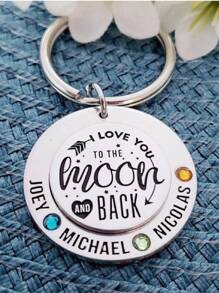 Tùy chỉnh Đá sinh Tên Điêu khắc Mặt dây chuyền hình tròn , Hoàn hảo Như DIY Qủa tặng - Bạc - Xem 2