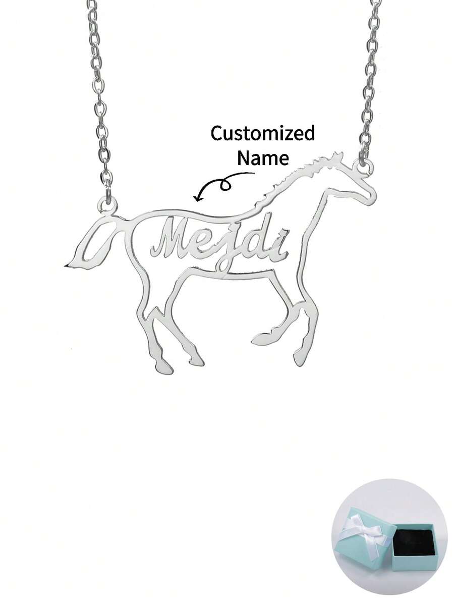 Tùy chỉnh Cá nhân hóa Thú vật ( Ngựa ) Tên Dây chuyền , Hoàn hảo Đối với Ngày lễ Mẹ , Ngày lễ tình nhân , Sinh nhật , Ngày kỷ niệm , Tốt nghiệp , Giáng sinh Và Khác Đặc biệt Dịp ; Tuyệt vời Qủa tặng Đối với Bạn , Bạn học , Gia đình , , Cao-kết thúc Chất lượng - Bạc - Xem 1