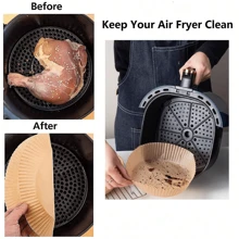 100 Chiếc Lót Nồi Chiên Không Dầu Air Fryer Giấy Nướng Bánh Silicon Giấy Da Vuông Dùng Cho Thực Phẩm, Thấm Hút Dầu Cho Nồi Chiên Không Dầu Air Fryer Nồi Chiên Không Khí Lót Bếp Nồi Chiên Không Dầu Air Fryer Giấy Airfryer Air Frier - Màu Khaki - Xem 2