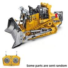 Excavatrice télécommandée 2,4 GHz 11 canaux - Bulldozer RC, camion à benne basculante en alliage avec lumière et son - Cadeaux d'anniversaire et de Noël (certaines pièces sont envoyées au hasard)