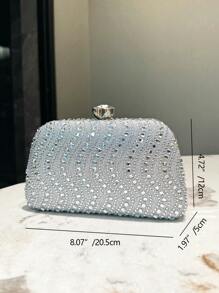 Sac à main de mariée, sac à main pour femmes élégant, convient pour les banquets, les mariages, les danses, les fêtes, les occasions formelles, avec un sac à main en strass argenté, un sac de soirée, un portefeuille à la mode, sac bandoulière avec sangle de chaîne.