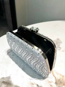 Sac à main de mariée, sac à main pour femmes élégant, convient pour les banquets, les mariages, les danses, les fêtes, les occasions formelles, avec un sac à main en strass argenté, un sac de soirée, un portefeuille à la mode, sac bandoulière avec sangle de chaîne.
