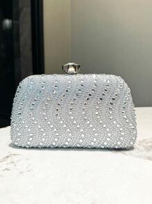 Sac à main de mariée, sac à main pour femmes élégant, convient pour les banquets, les mariages, les danses, les fêtes, les occasions formelles, avec un sac à main en strass argenté, un sac de soirée, un portefeuille à la mode, sac bandoulière avec sangle de chaîne.
