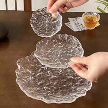 1pc Glacier Glass Breakfast Mini Plate Fruit Sauce Dessert Western Food Candy Jewelry Plate For Restaurant Holiday Christmas Gift - Clear - View 10