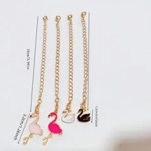 1 mặt dây chuyền hợp kim hình chim hồng hạc cho chai nước, mặt dây chuyền trang trí tay cầm cốc thiên nga dễ thương, thích hợp cho cốc cốc 30 & 40oz, phụ kiện, quà tặng - Hồng hạc hồng - Xem 2