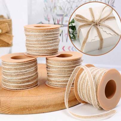10m Natürlicher Vintage gelber Jute-Twist-Bandhandwerk-Jute-Kabeljute-Stoffjute-Partei-Hochzeitsdekoration-Geschenkverpackung