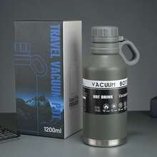 1入組 1200毫升便攜式水壺，戶外運動瓶，登山掛鉤鍋，露營鍋，304不銹鋼保溫杯，雙層保溫冷藏水壺 - 藍色 - 查看 6