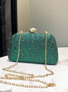 Huwelijks Handtas , Elegant Dames Tas Voor Banket Bruiloft Dans Feest Formeel Gelegenheid , Groen kristal Handtas Met Afneembaar Ketting