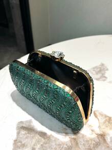 Huwelijks Handtas , Elegant Dames Tas Voor Banket Bruiloft Dans Feest Formeel Gelegenheid , Groen kristal Handtas Met Afneembaar Ketting