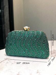 Huwelijks Handtas , Elegant Dames Tas Voor Banket Bruiloft Dans Feest Formeel Gelegenheid , Groen kristal Handtas Met Afneembaar Ketting