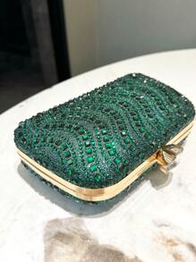 Huwelijks Handtas , Elegant Dames Tas Voor Banket Bruiloft Dans Feest Formeel Gelegenheid , Groen kristal Handtas Met Afneembaar Ketting