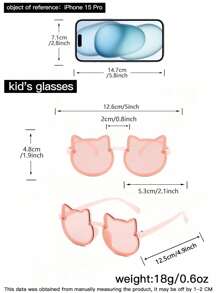 3 件装 6-12 岁男孩和女孩方形镜框、爱心镜框和可爱猫耳时尚眼镜，适合日常外出和装扮使用 - 彩色 - 查看 8