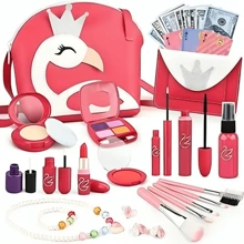 Maquillaje fingido para niñas, juego de maquillaje falso para niñas pequeñas, kit de maquillaje para niños con una bolsa de princesa, juguete para niñas con llave de coche y otros juguetes para niñas de 2 a 6 años para regalo de cumpleaños (color del accesorio aleatorio) - Multicolor - Ver 14