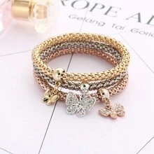 3pcs/Set Multicolor Women's Alloy Bracelets