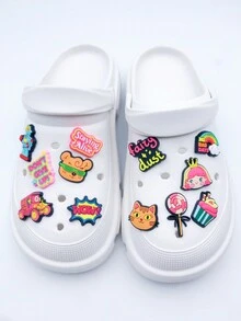 12 chiếc Charm hoạt hình màu hồng PVC Silicone DIY Dây giày (Phong cách không tích hợp) - Nhiều màu - Xem 3