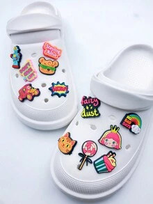 12 chiếc Charm hoạt hình màu hồng PVC Silicone DIY Dây giày (Phong cách không tích hợp) - Nhiều màu - Xem 6