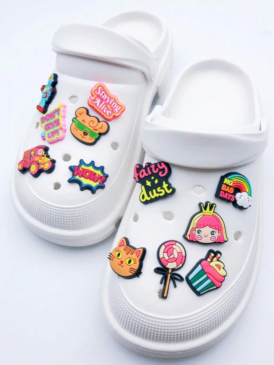 12 chiếc Charm hoạt hình màu hồng PVC Silicone DIY Dây giày (Phong cách không tích hợp) - Nhiều màu - Xem 1