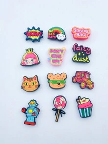 12 chiếc Charm hoạt hình màu hồng PVC Silicone DIY Dây giày (Phong cách không tích hợp) - Nhiều màu - Xem 2